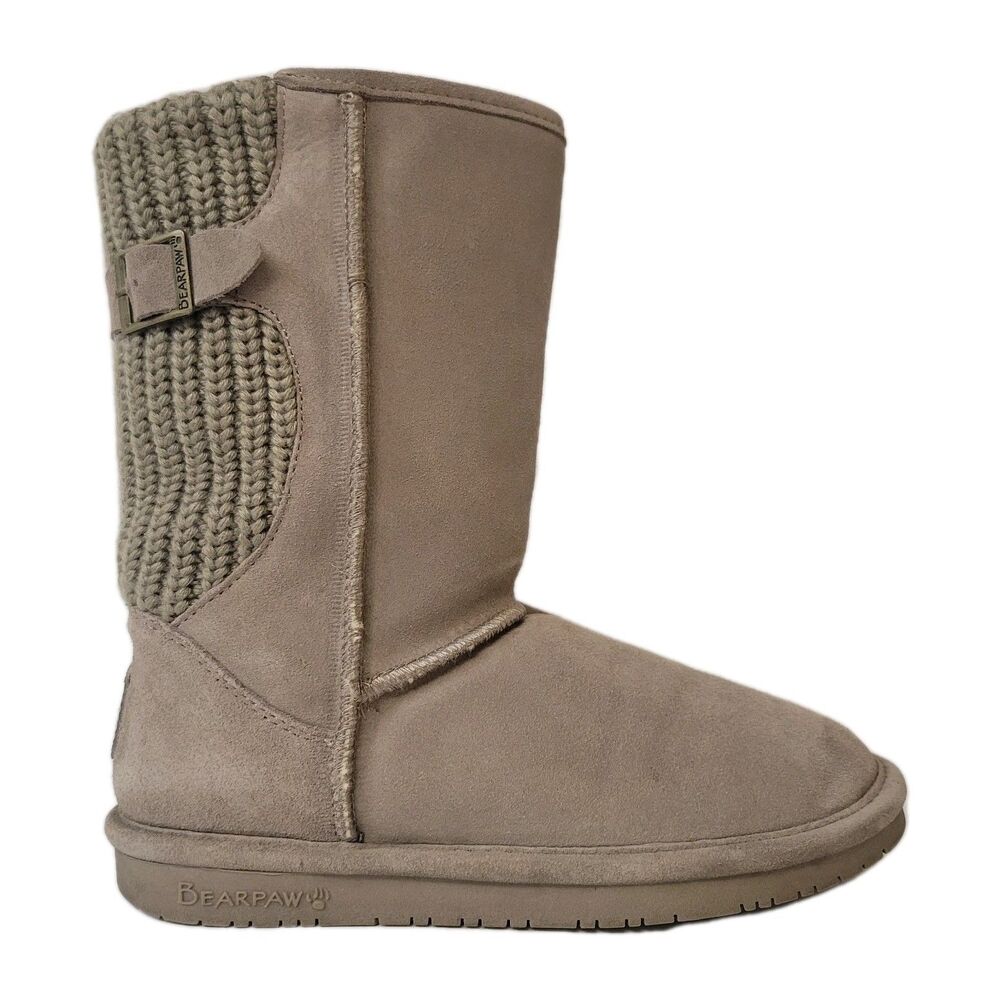Bearpaw Stella Women’s Size 8 Cow Suede Knit Upper Wool Blend Lined Winter Boots